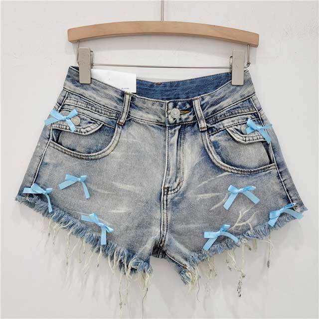 Bowknot Design Denim Shorts