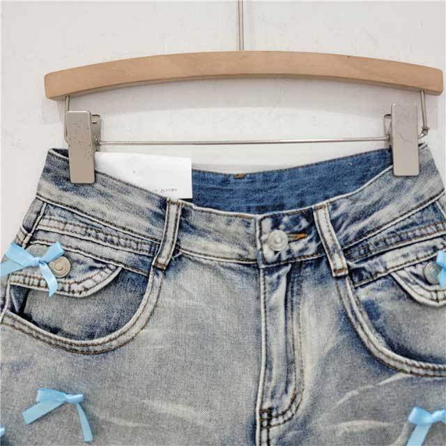 Bowknot Design Denim Shorts