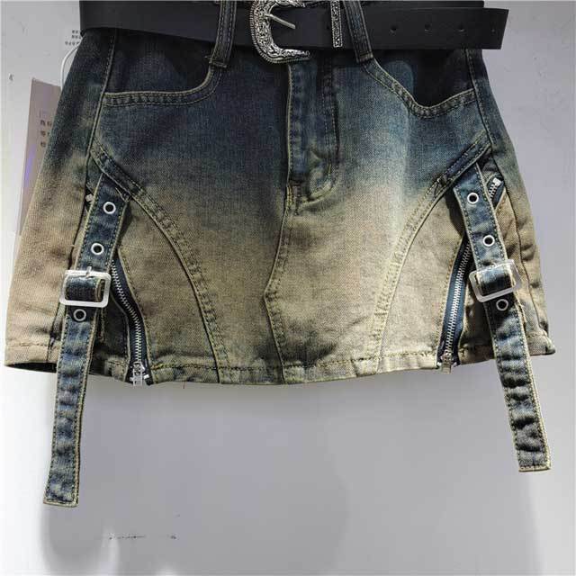 Denim Gradient Cargo Skirt