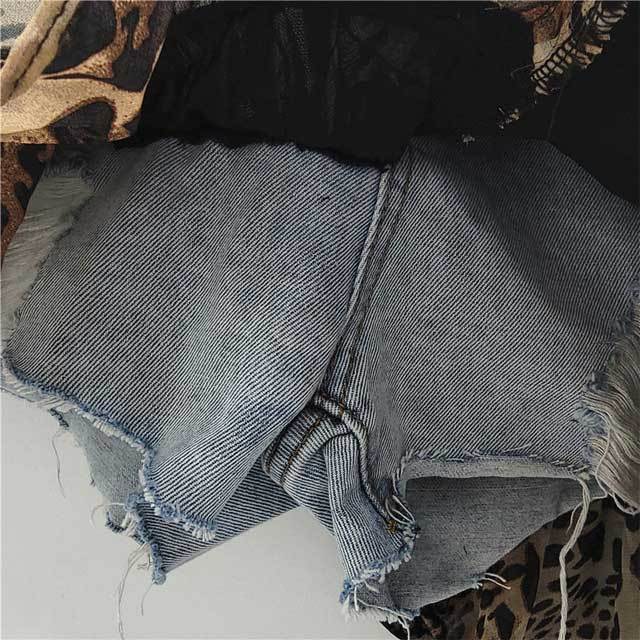 Chiffon Patchwork Denim Irregular Skirt