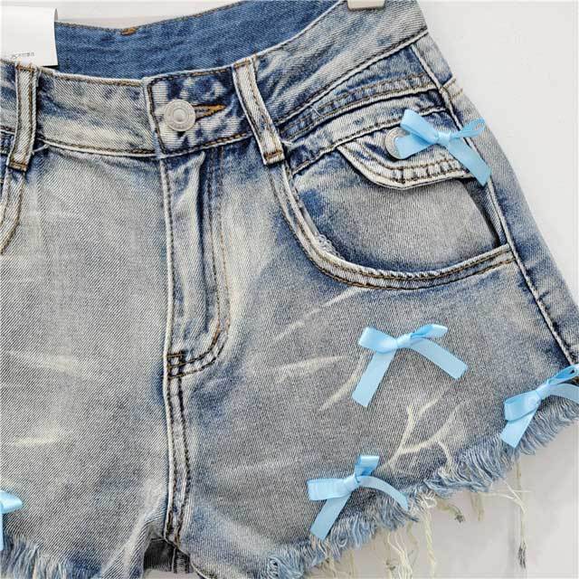 Bowknot Design Denim Shorts