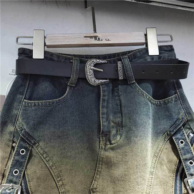 Denim Gradient Cargo Skirt