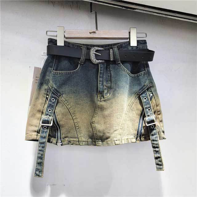 Denim Gradient Cargo Skirt