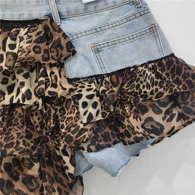 Chiffon Patchwork Denim Irregular Skirt