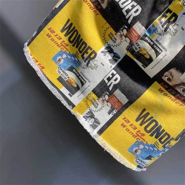 Printed High Waist Denim Skirt