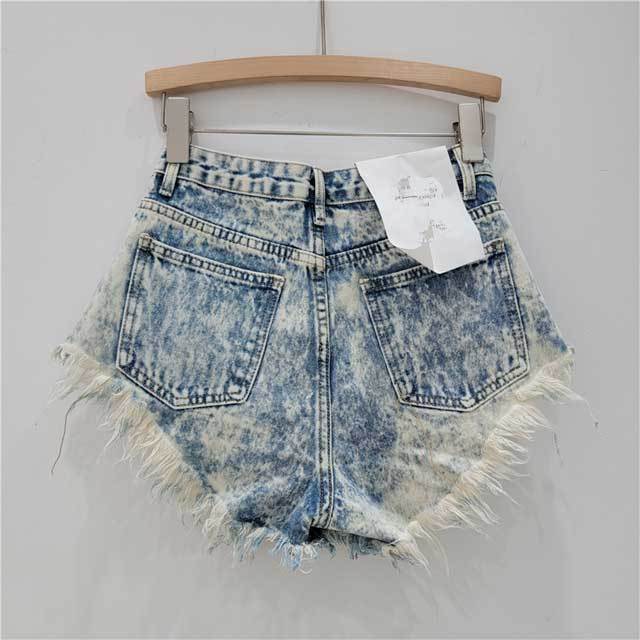 Rhinestones Beaded Denim Shorts