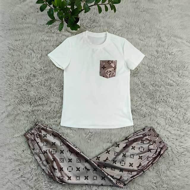 Printed Short Sleeve Casual Pants Set