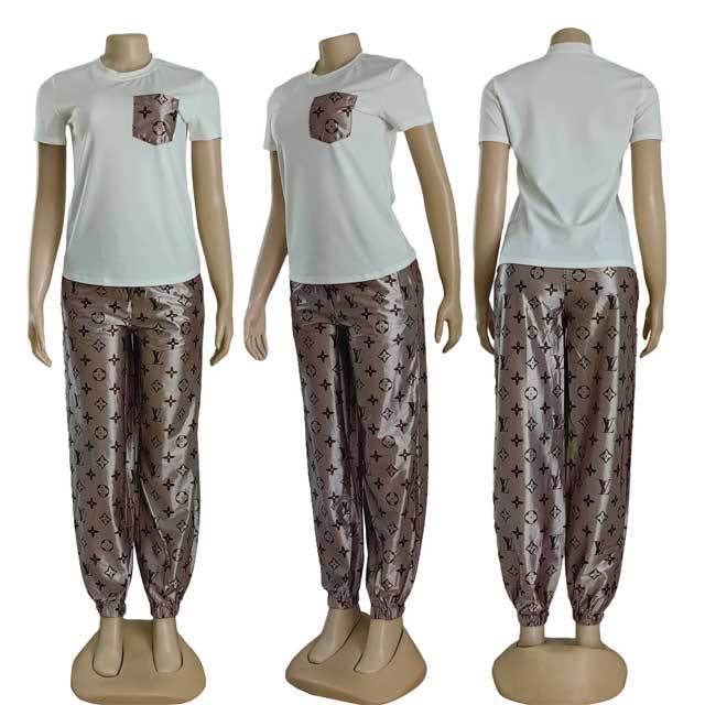 Printed Short Sleeve Casual Pants Set