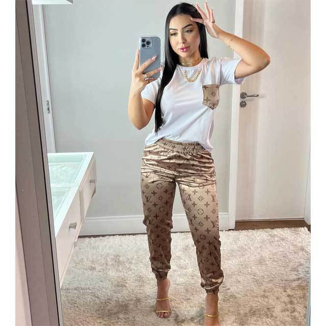 Printed Short Sleeve Casual Pants Set