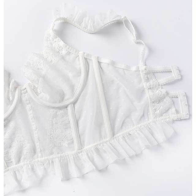 Lace Corset Top Ruffle Short Set