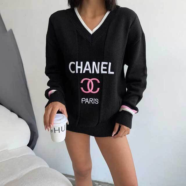 Embroidery Long Sleeve Knit Sweater Top