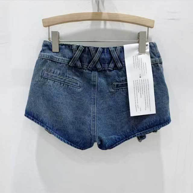 Vintage High Waist Denim Cargo Shorts