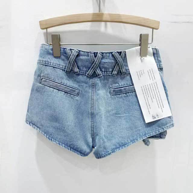 Vintage High Waist Denim Cargo Shorts