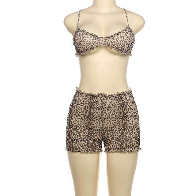 Leopard Mesh Co-ord Short Set