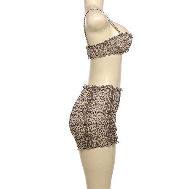 Leopard Mesh Co-ord Short Set