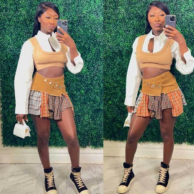 Irregular Plaid Patchwork Denim Skirt