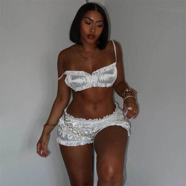 Ruched Cami Top Casual Short Set