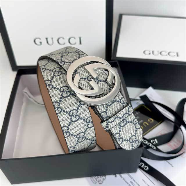 G-Shaped Logo Printed Leather Men Jeans Belt