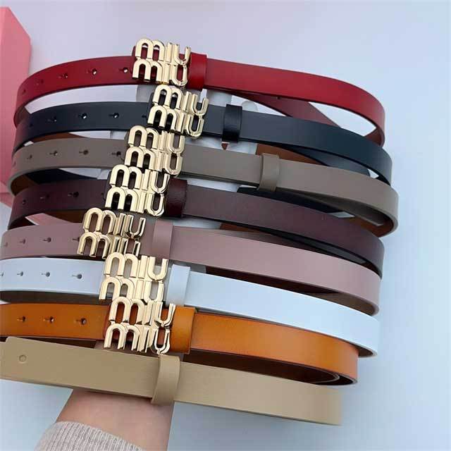 Metal Logo Leather Women Jeans Belt