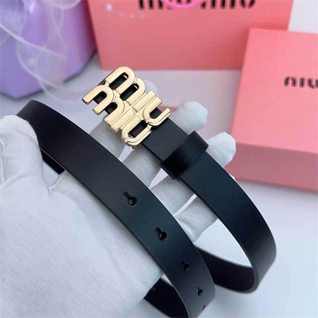 Metal Logo Leather Women Jeans Belt