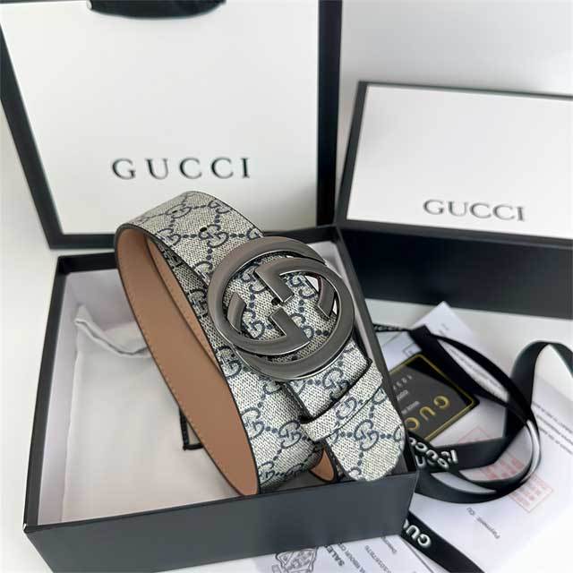 G-Shaped Logo Printed Leather Men Jeans Belt