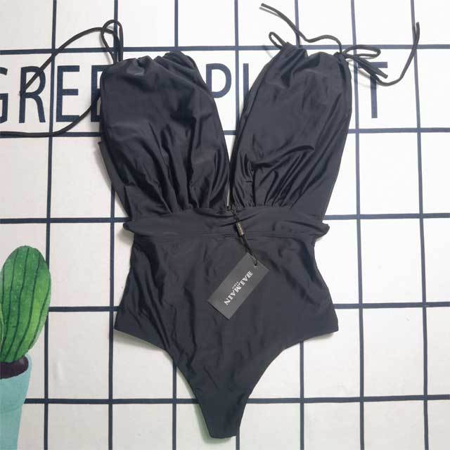 Letter Design Strappy One Piece Swimsuit