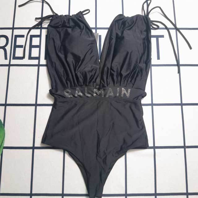 Letter Design Strappy One Piece Swimsuit