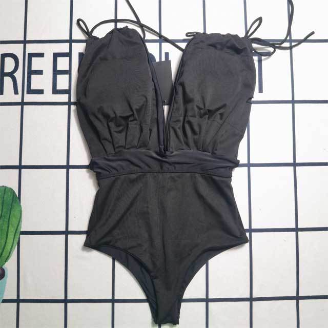 Letter Design Strappy One Piece Swimsuit