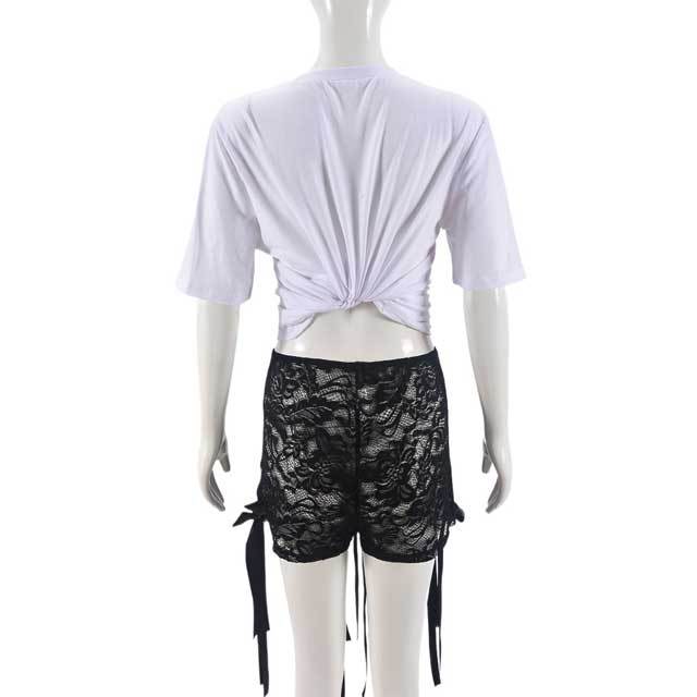 Bowknot Top Lace Short Set
