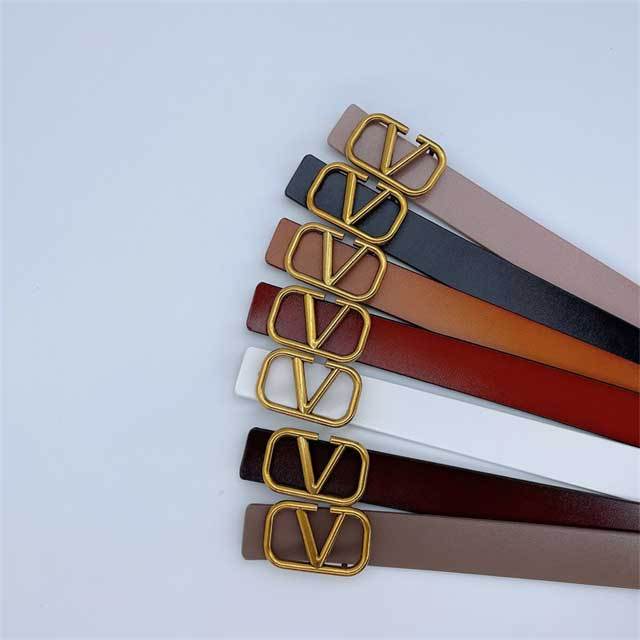 Metal Logo Women Leather Casual Belt