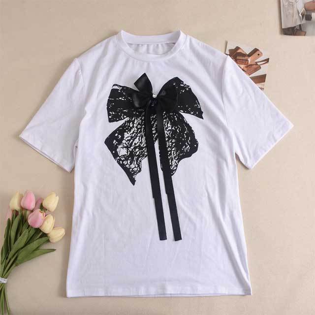 Bowknot Top Lace Short Set