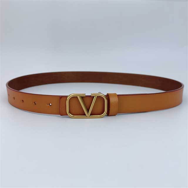 Metal Logo Women Leather Casual Belt