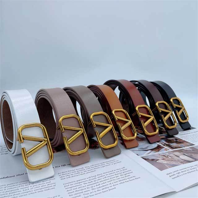 Metal Logo Women Leather Casual Belt