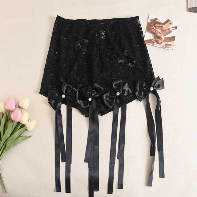 Bowknot Top Lace Short Set