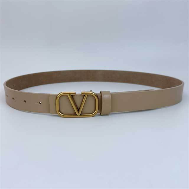 Metal Logo Women Leather Casual Belt