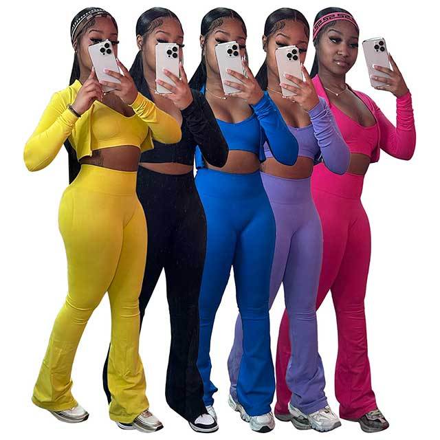 Tight-fitting Seamless Yoga Pant Suit 3 Pieces
