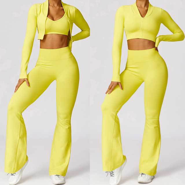 Tight-fitting Seamless Yoga Pant Suit 3 Pieces