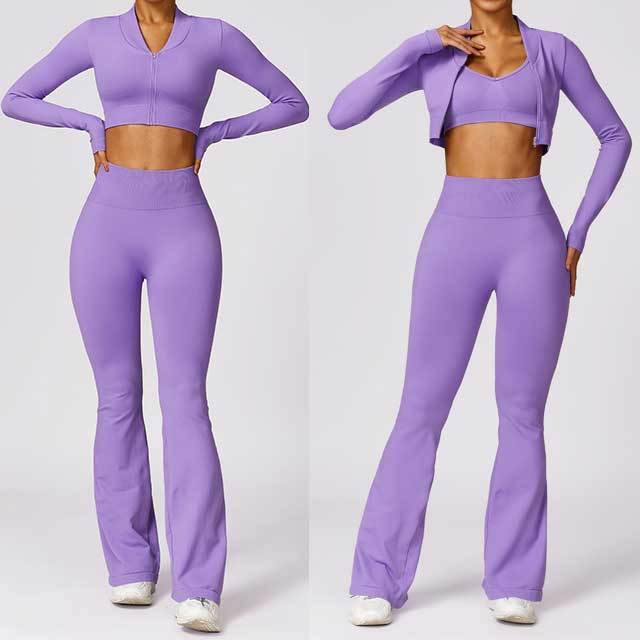 Tight-fitting Seamless Yoga Pant Suit 3 Pieces