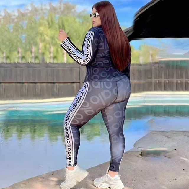 Plus Size Printed Fall Jogging Suit