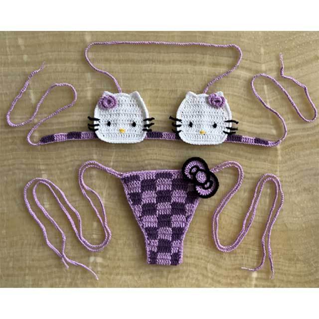 Hello-Kitty Crochet Bikinis Set
