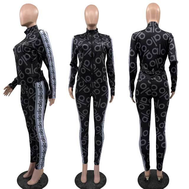 Plus Size Printed Fall Jogging Suit