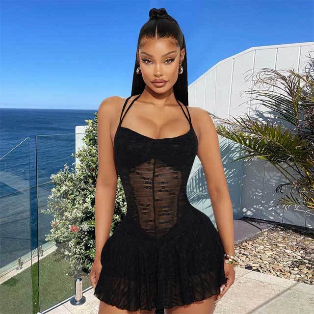 See Through Strappy Backless Dress