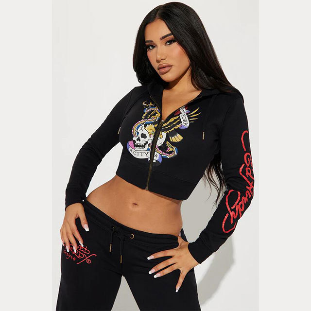 Zip Front Hoodie 2 Pieces Pant Set