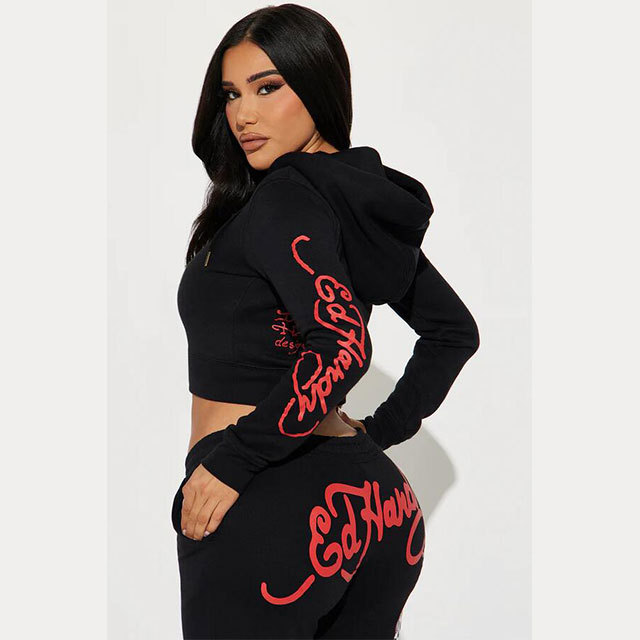Zip Front Hoodie 2 Pieces Pant Set