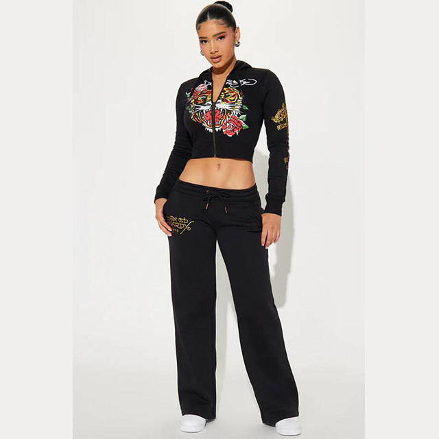 Casual Tiger Pattern Printed Pant Set