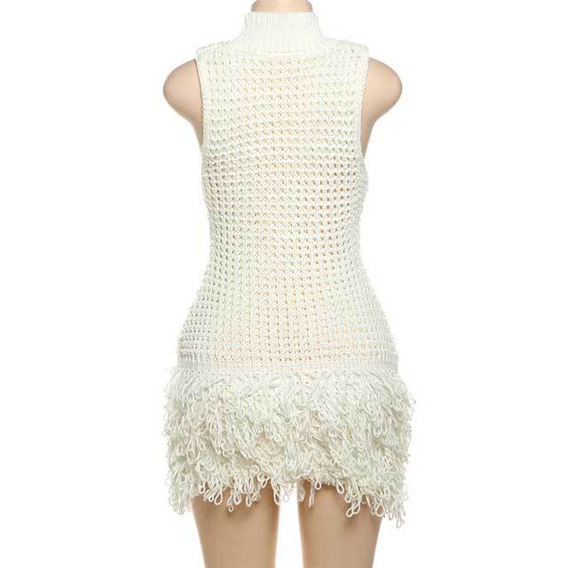 Knit Sleeveless Tassel Dress