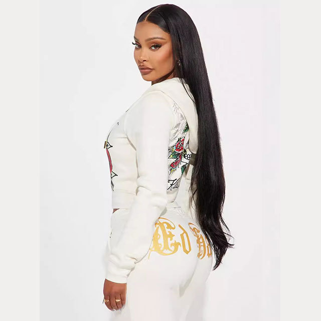 Hearts Zip Front Hoodie Jogging Suit