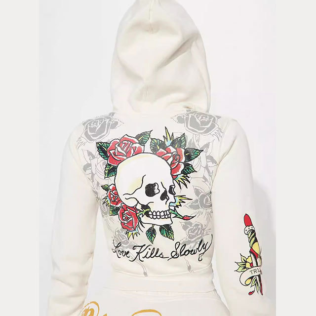 Hearts Zip Front Hoodie Jogging Suit
