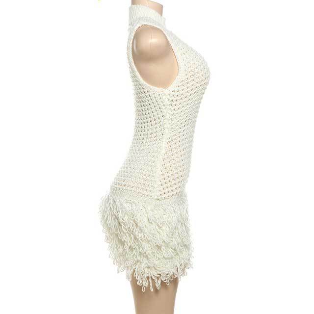 Knit Sleeveless Tassel Dress