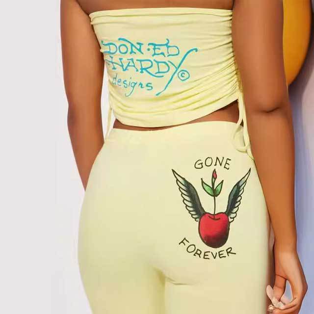 Printed Ruched Tube Top Casual Pants Set